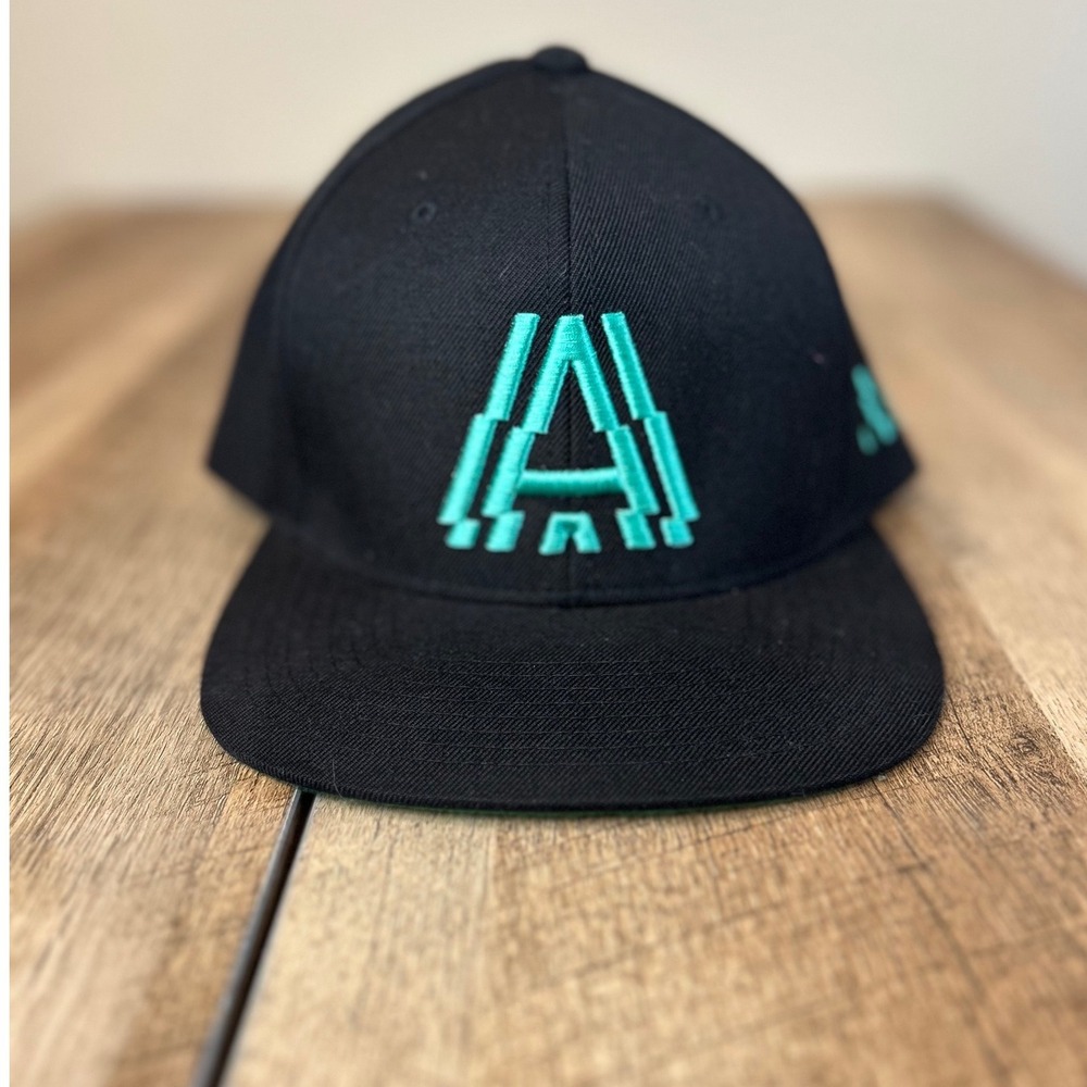 Anomaly Black Snapback‎ Baseball Cap Teal A Logo Anomaly Embroidery Yupoong